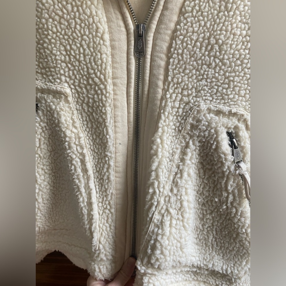 FP Movement by Free People Oversized Cream Teddy Zip Jacket - Picture 6 of 14